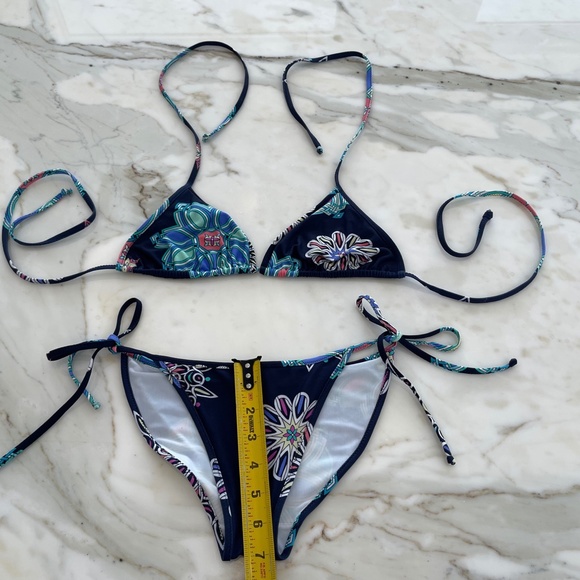EMILIO PUCCI BLUE MULTI FLORAL BIKINI SIZE SIZE 42 / US 8 - Picture 12 of 16